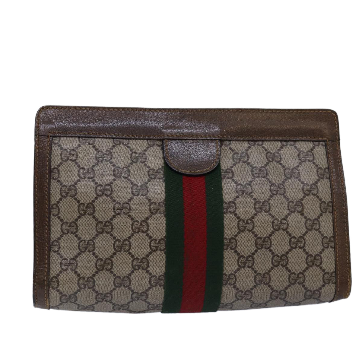 GUCCI GG Supreme Web Sherry Line Clutch Bag Beige 64 014 2125 28 bs15156