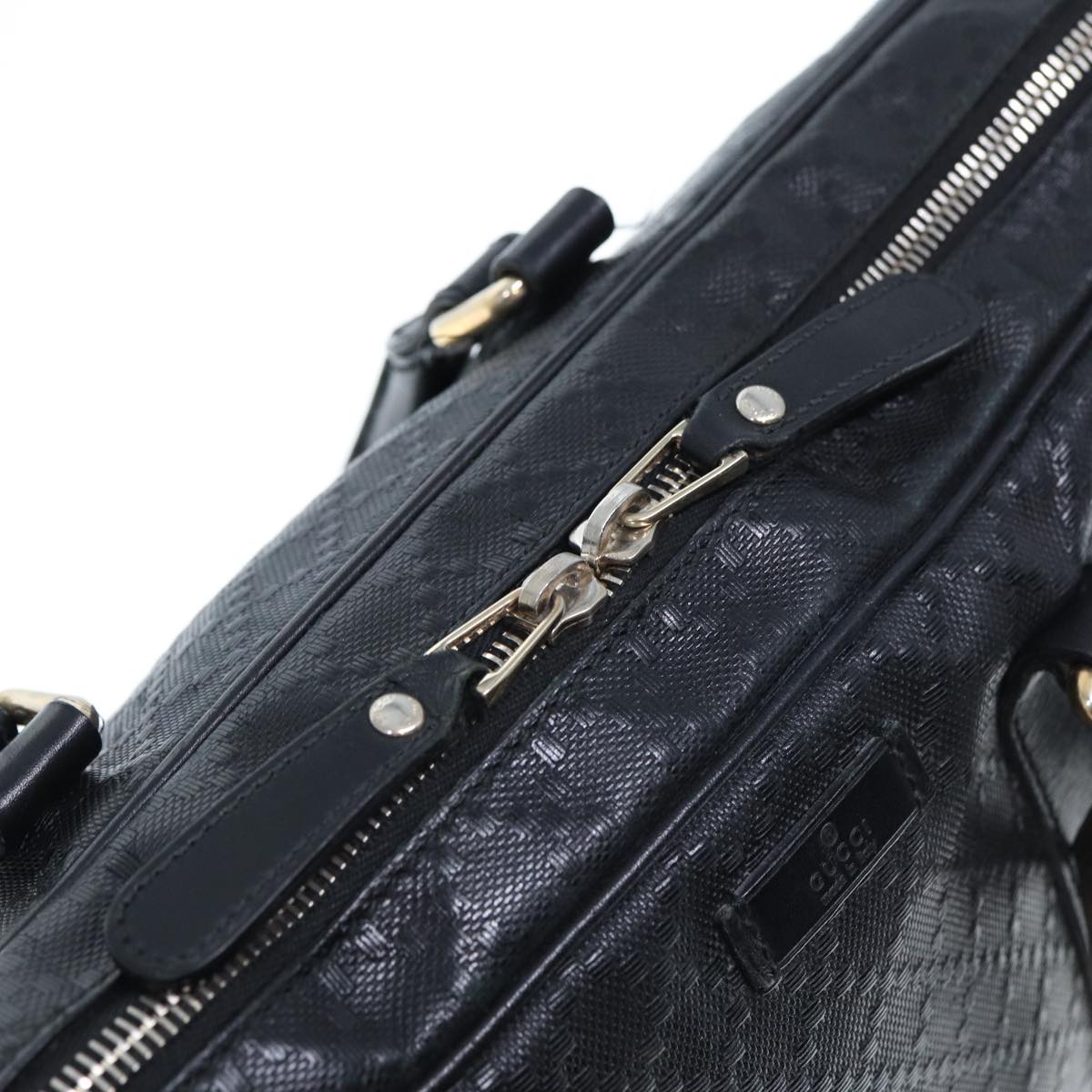 GUCCI Diamante Hand Bag Leather Black 201480 bs15161