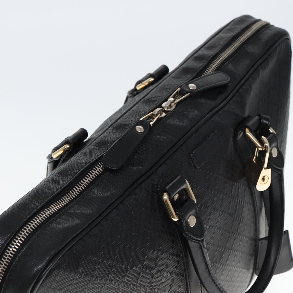 GUCCI Diamante Hand Bag Leather Black 201480 bs15161
