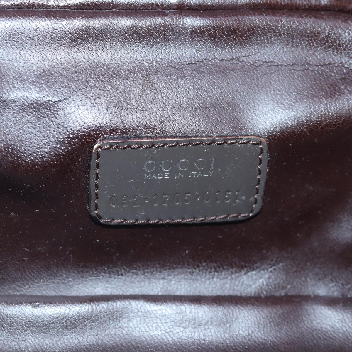 GUCCI Bamboo Pouch Leather Brown 032 1705 0151 bs15219