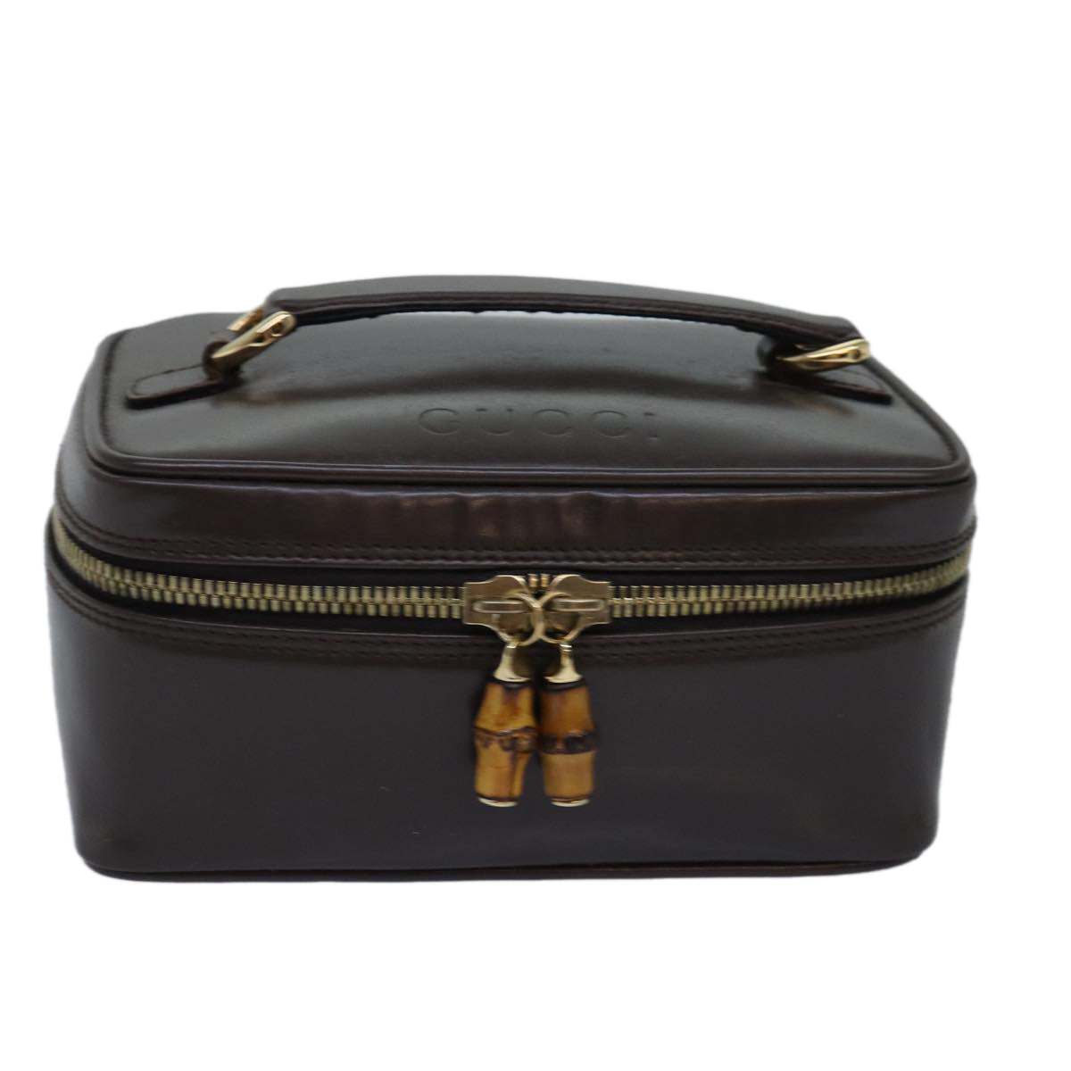 GUCCI Bamboo Pouch Leather Brown 032 1705 0151 bs15219