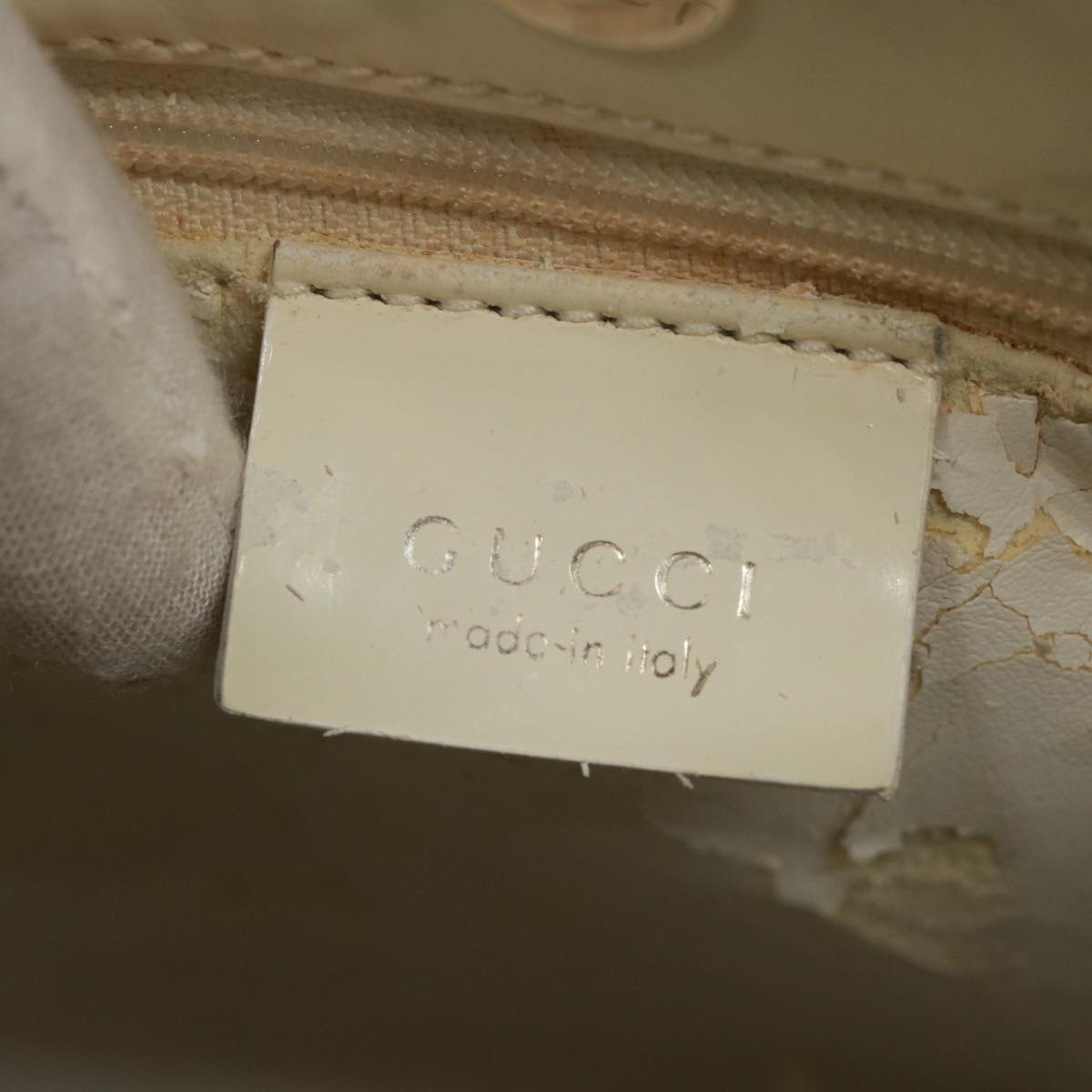 GUCCI Hand Bag Enamel White 001 3119 bs15230