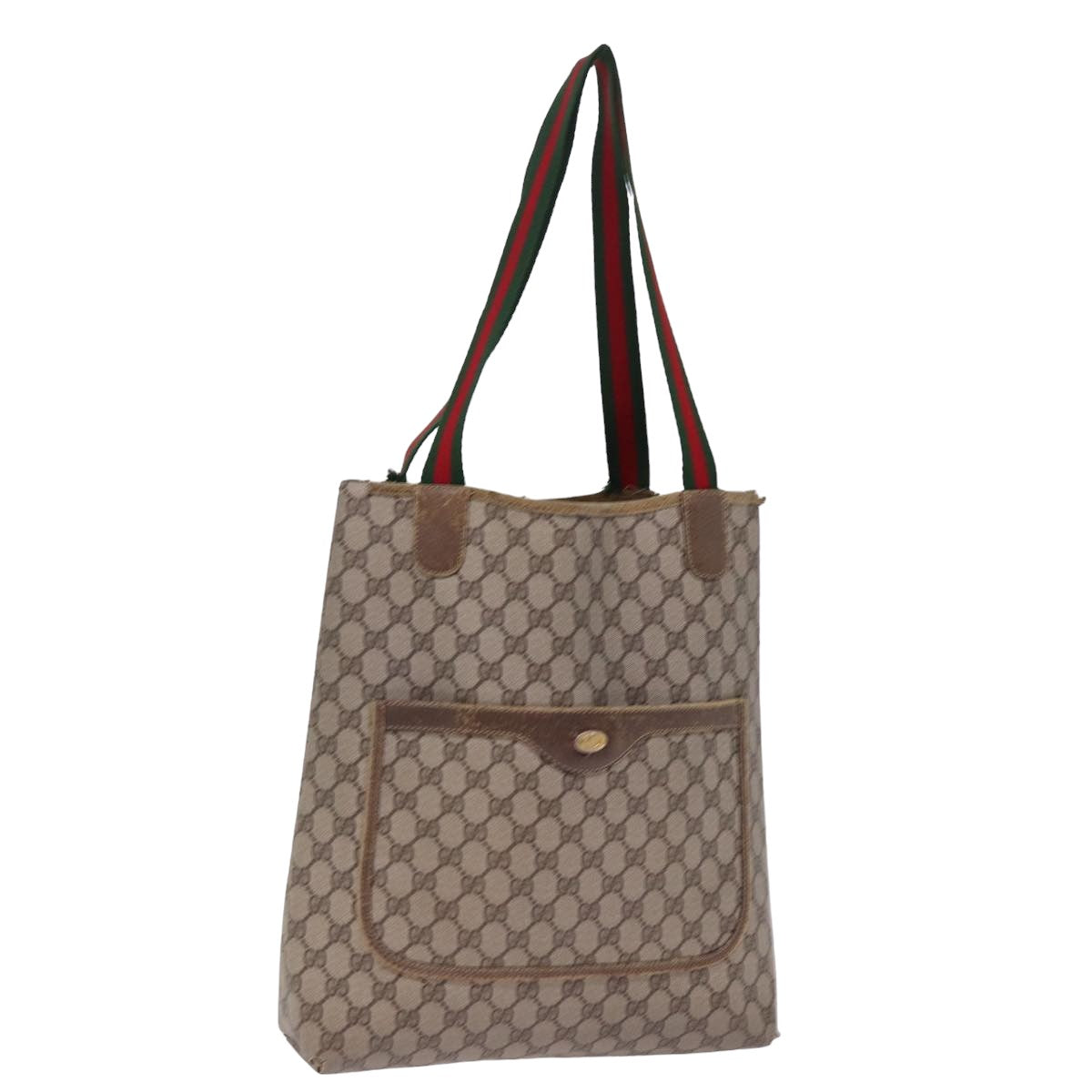 GUCCI GG Supreme Web Sherry Line Tote Bag PVC Black Red 39 02 003 bs15254