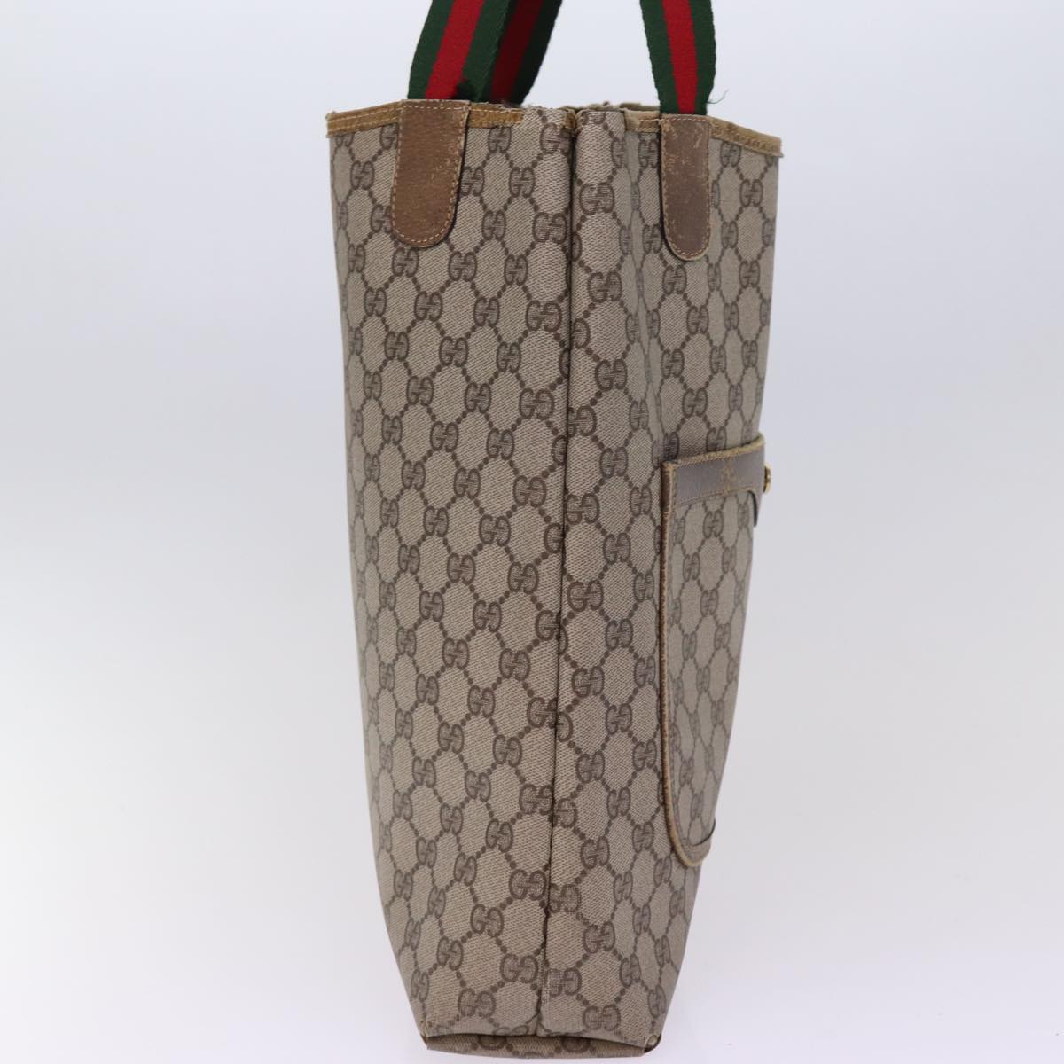 GUCCI GG Supreme Web Sherry Line Tote Bag PVC Black Red 39 02 003 bs15254