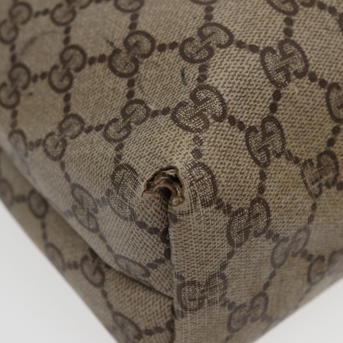 GUCCI GG Canvas Web Sherry Line Tote Bag PVC Leather Brown bs15255