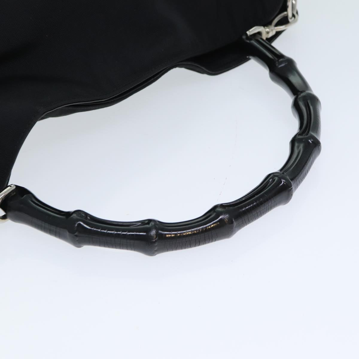 GUCCI Bamboo Hand Bag Nylon Black 001 1577 bs15256