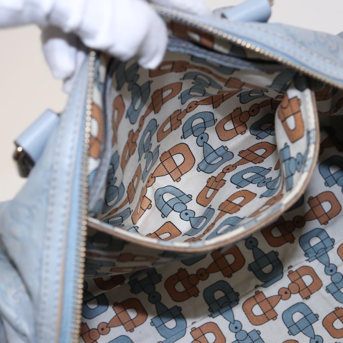 GUCCI GG Canvas Guccissima Boston Bag Blue 193603 bs15315