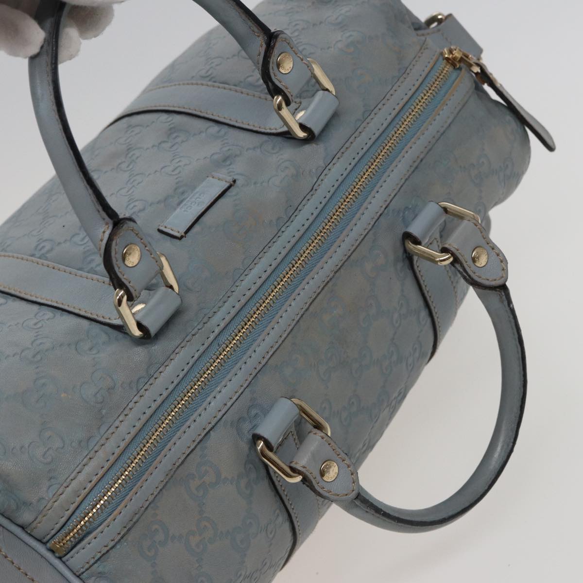 GUCCI GG Canvas Guccissima Boston Bag Blue 193603 bs15315
