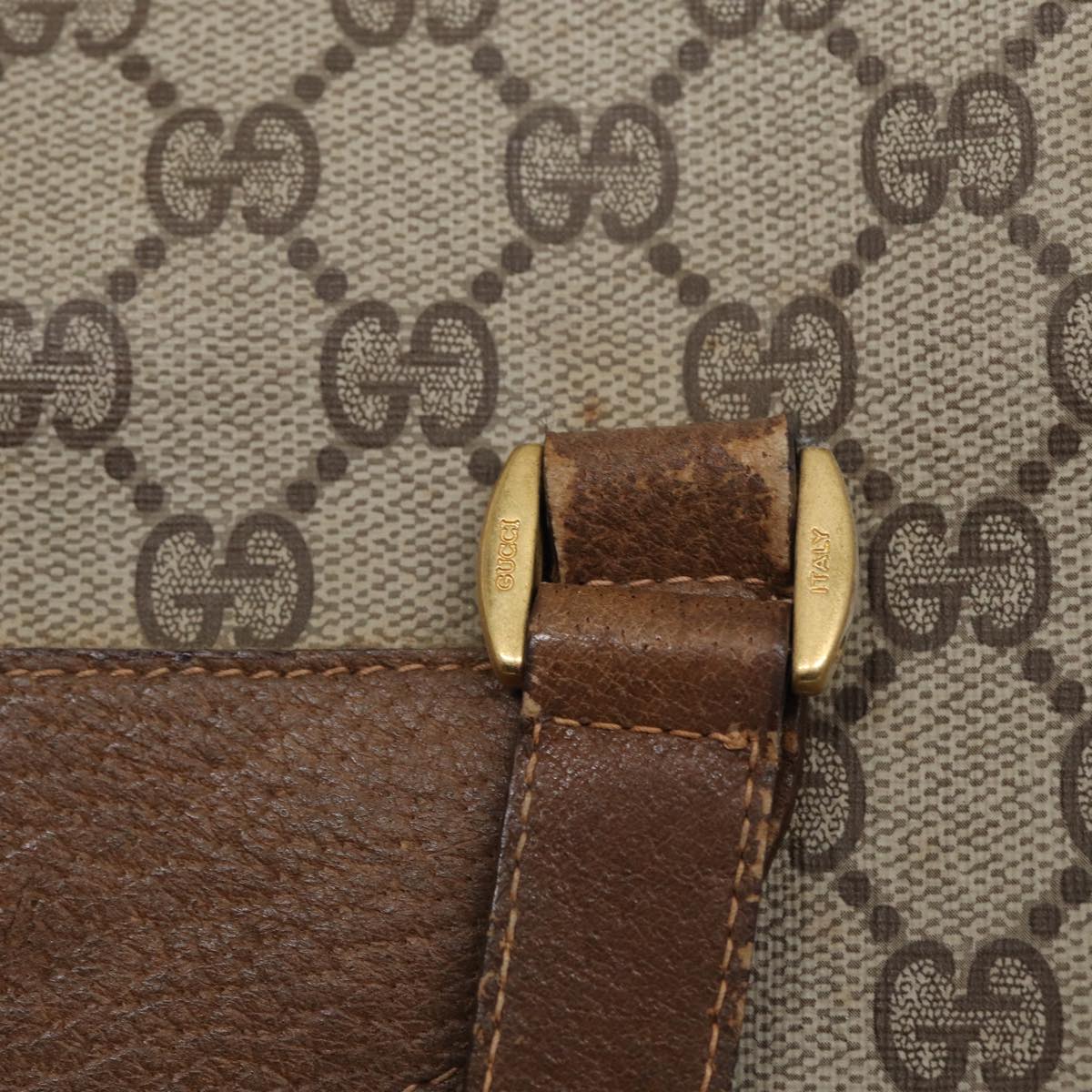 GUCCI GG Supreme Web Sherry Line Tote Bag PVC Beige Red 39 02 091 bs15336