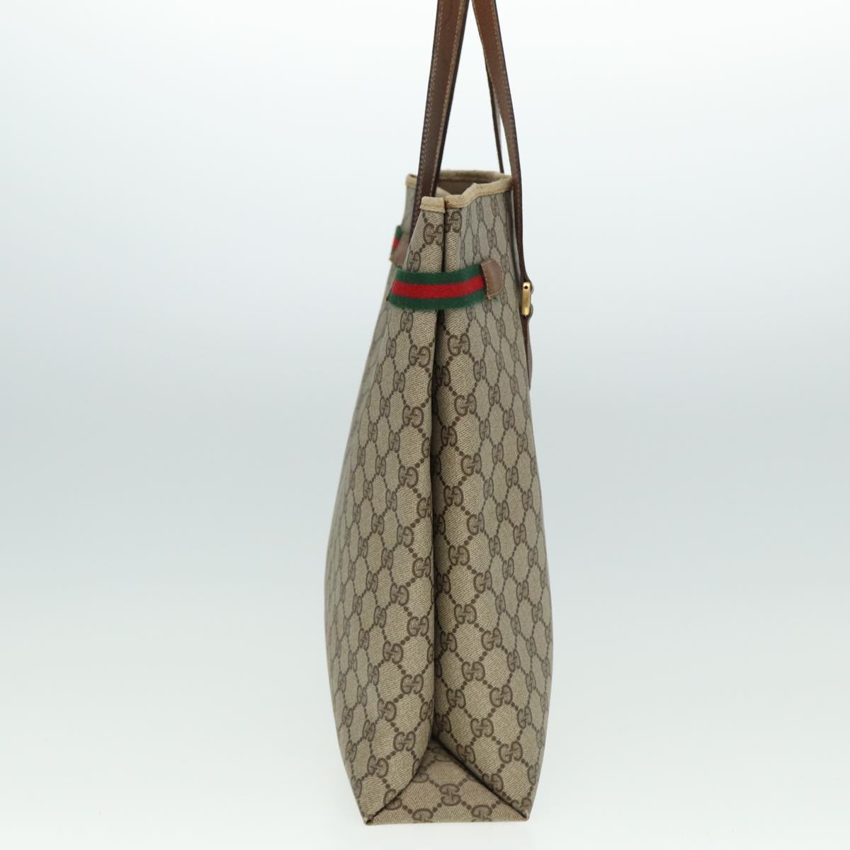 GUCCI GG Supreme Web Sherry Line Tote Bag PVC Beige Red 39 02 091 bs15336