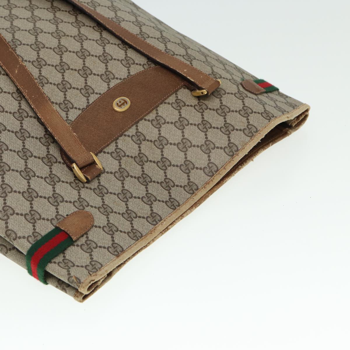 GUCCI GG Supreme Web Sherry Line Tote Bag PVC Beige Red 39 02 091 bs15336