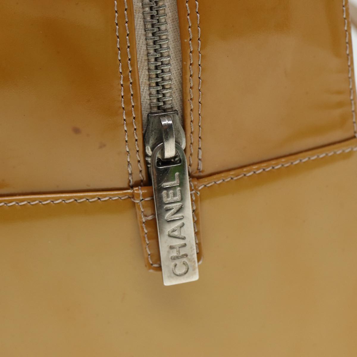 CHANEL Choco Bar Hand Bag Patent leather Yellow CC bs15398