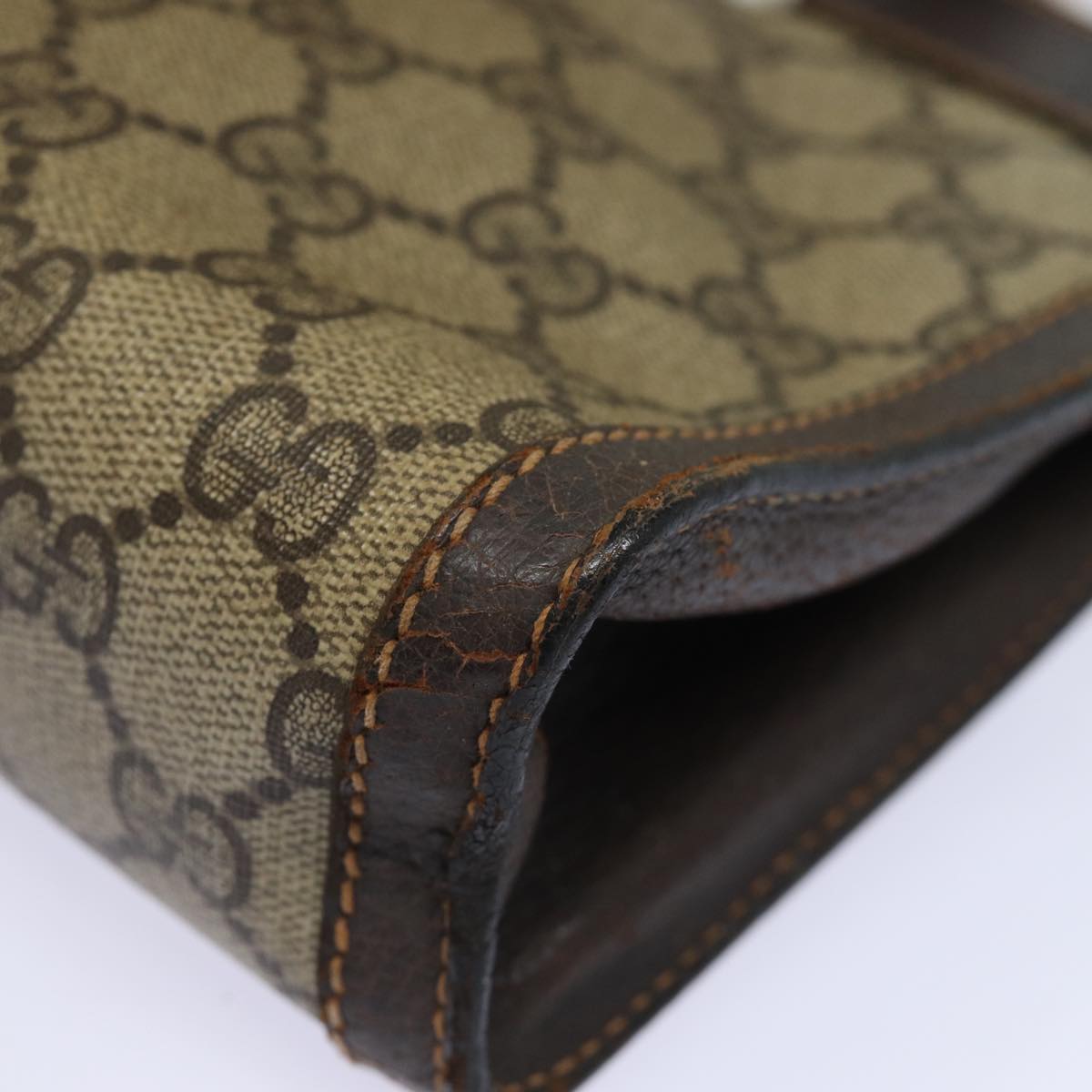 GUCCI GG Supreme Web Sherry Line Clutch Bag PVC Beige 84 01 001 bs15432