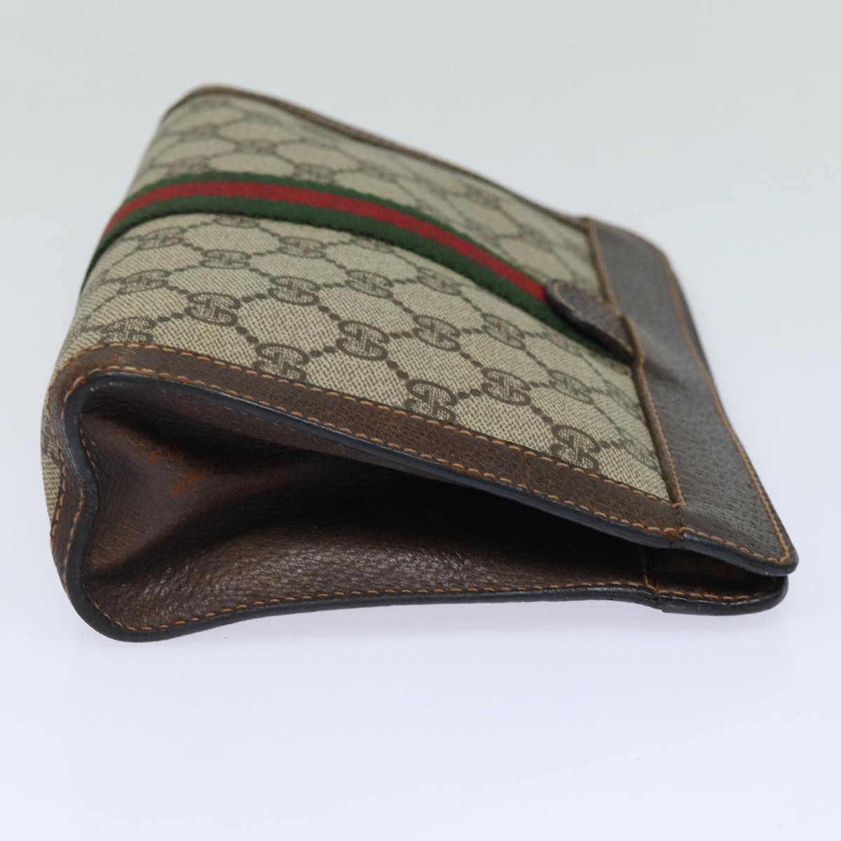 GUCCI GG Supreme Web Sherry Line Clutch Bag PVC Beige 84 01 001 bs15432