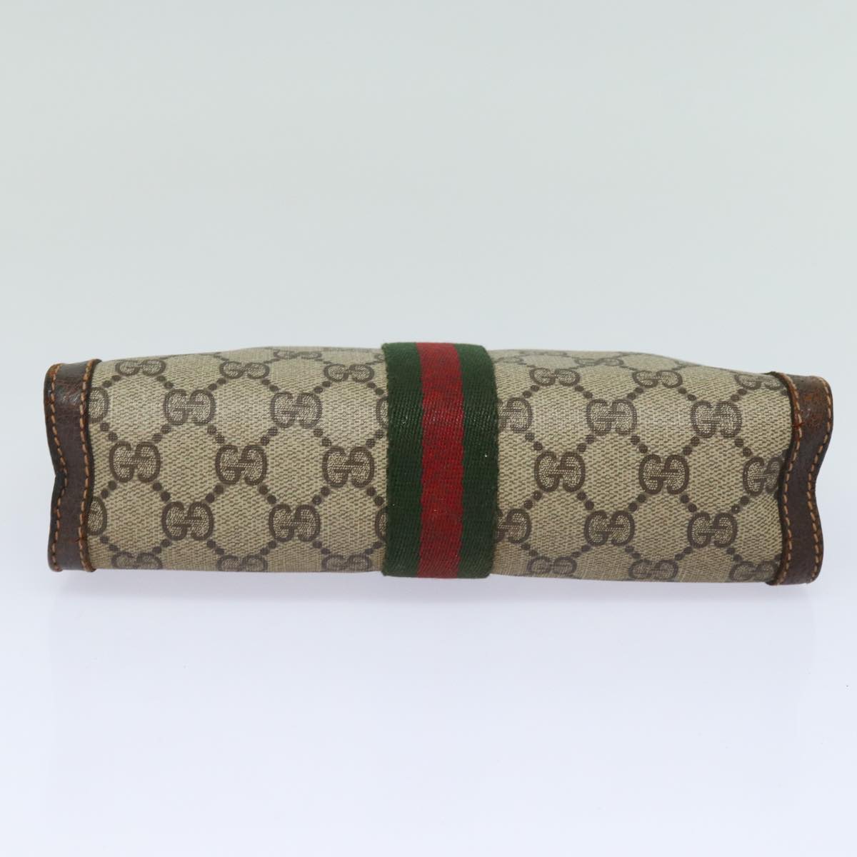 GUCCI GG Supreme Web Sherry Line Clutch Bag PVC Beige 84 01 001 bs15432