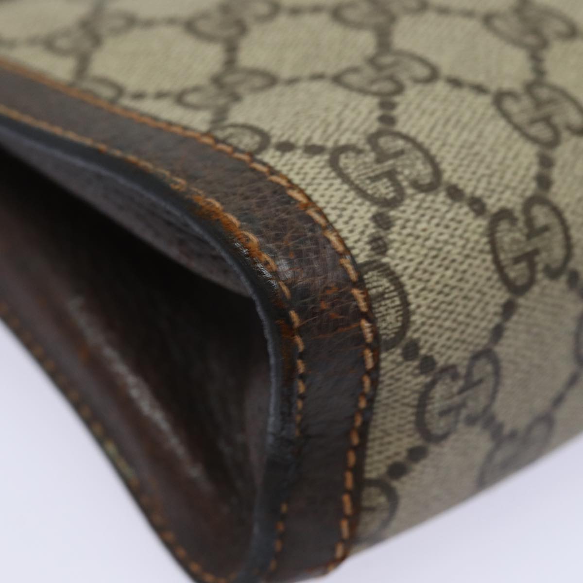 GUCCI GG Supreme Web Sherry Line Clutch Bag PVC Beige 84 01 001 bs15432
