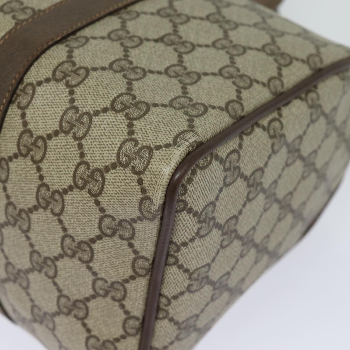 GUCCI GG Supreme Web Sherry Line Boston Bag PVC Beige 40 02 007 bs15457