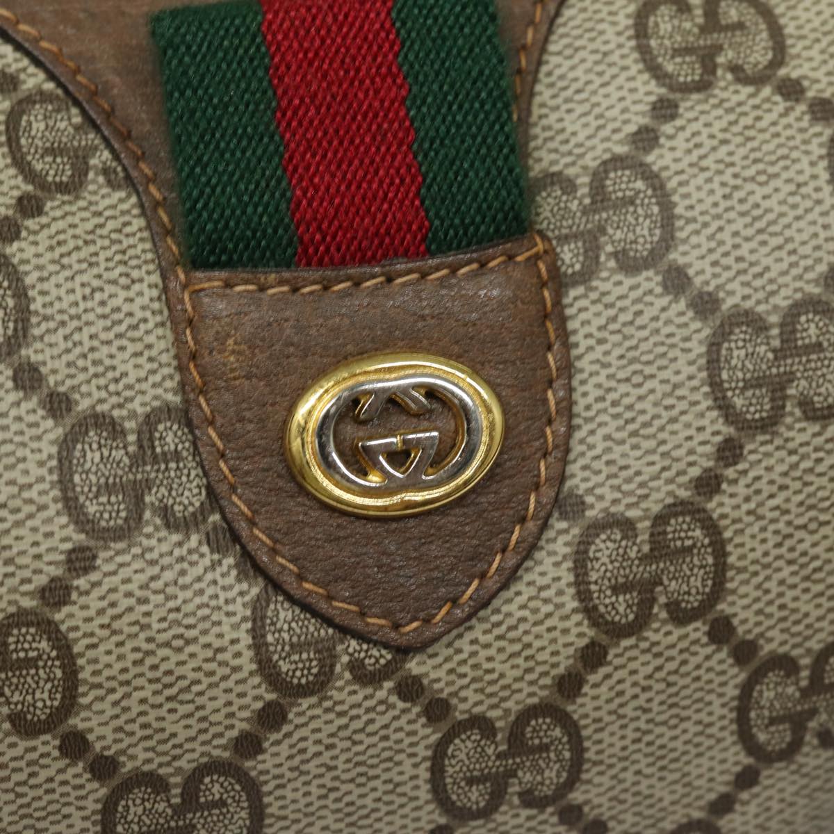 GUCCI GG Supreme Web Sherry Line Boston Bag PVC Beige 40 02 007 bs15457