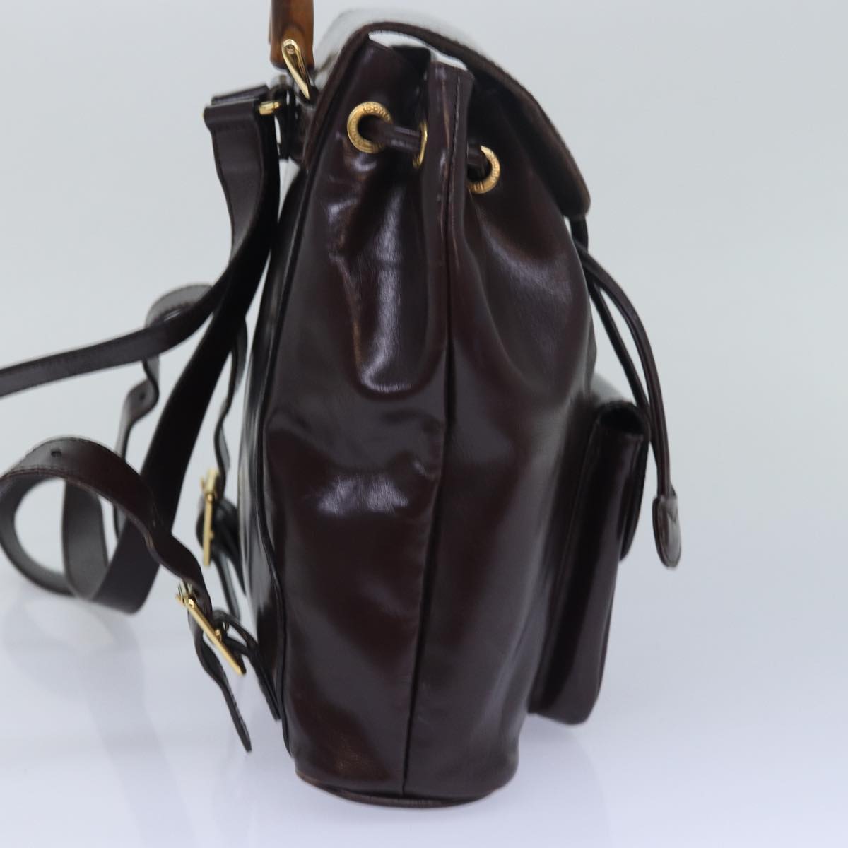 GUCCI Bamboo Shoulder Bag Leather Brown bs15496