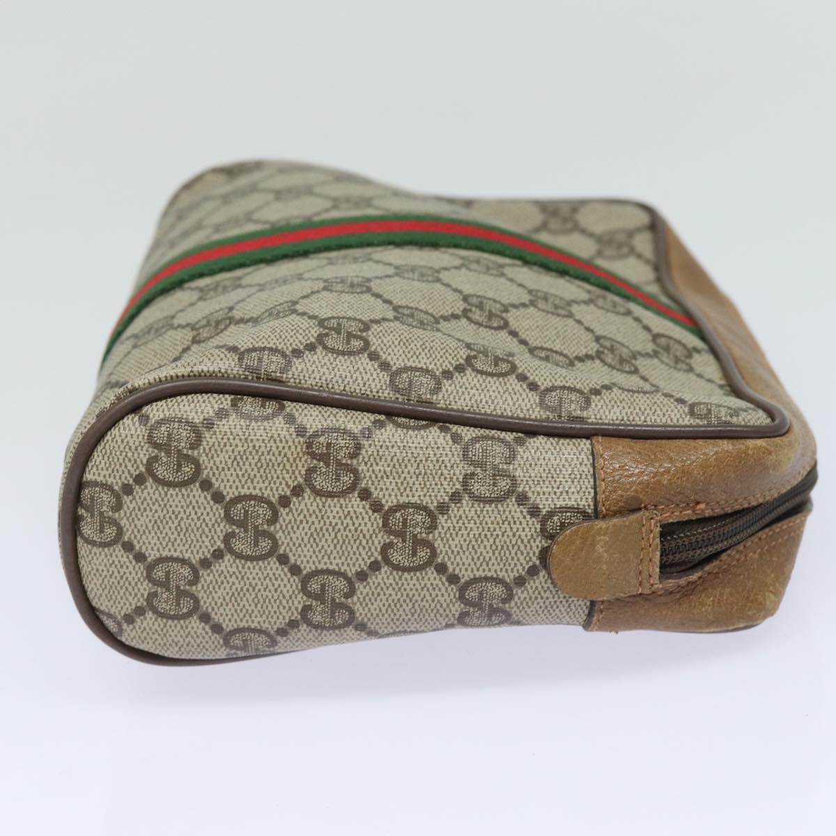 GUCCI GG Supreme Web Sherry Line Clutch Bag PVC Beige 89 01 012 bs15510