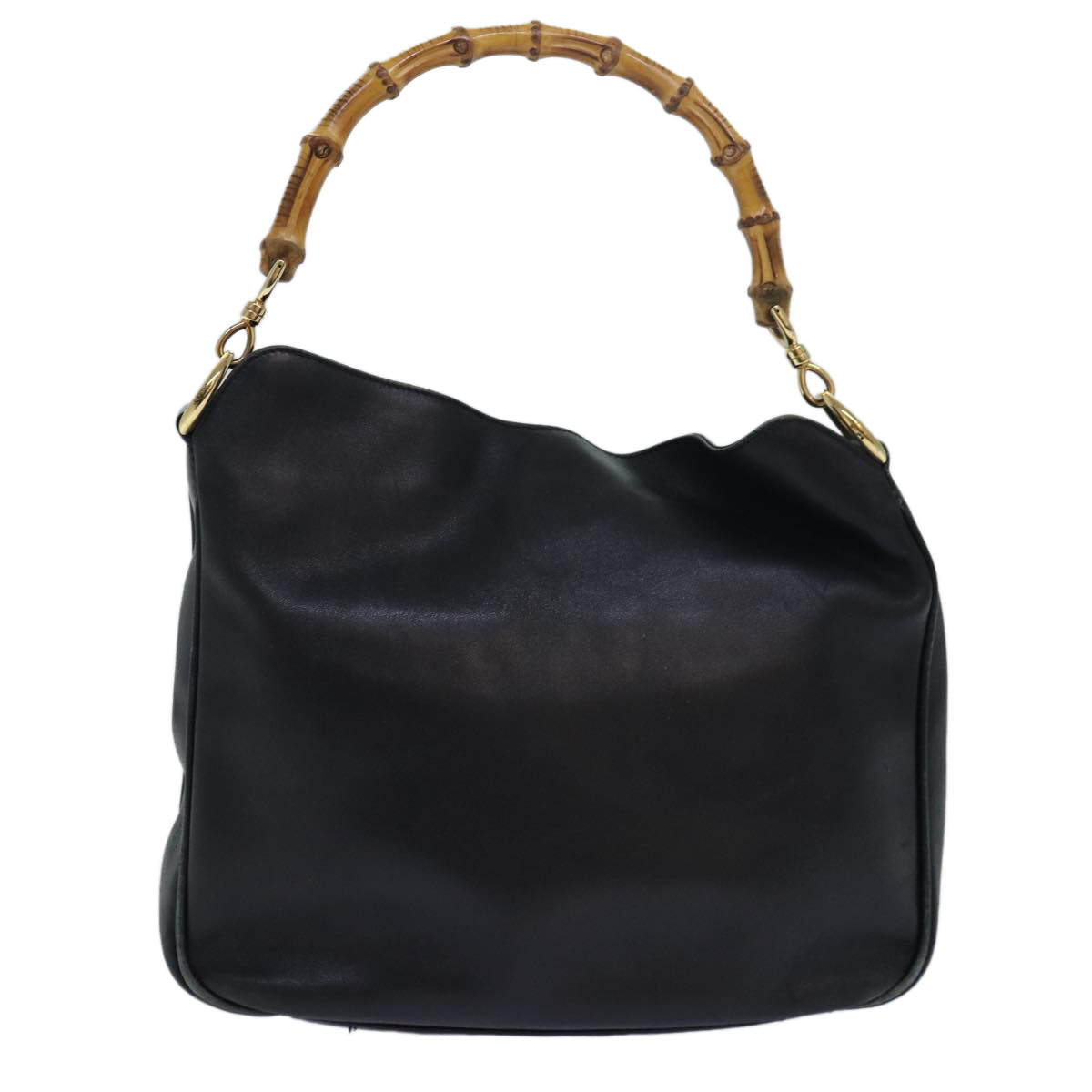 GUCCI Bamboo Hand Bag Leather Black 001 1638 bs15617