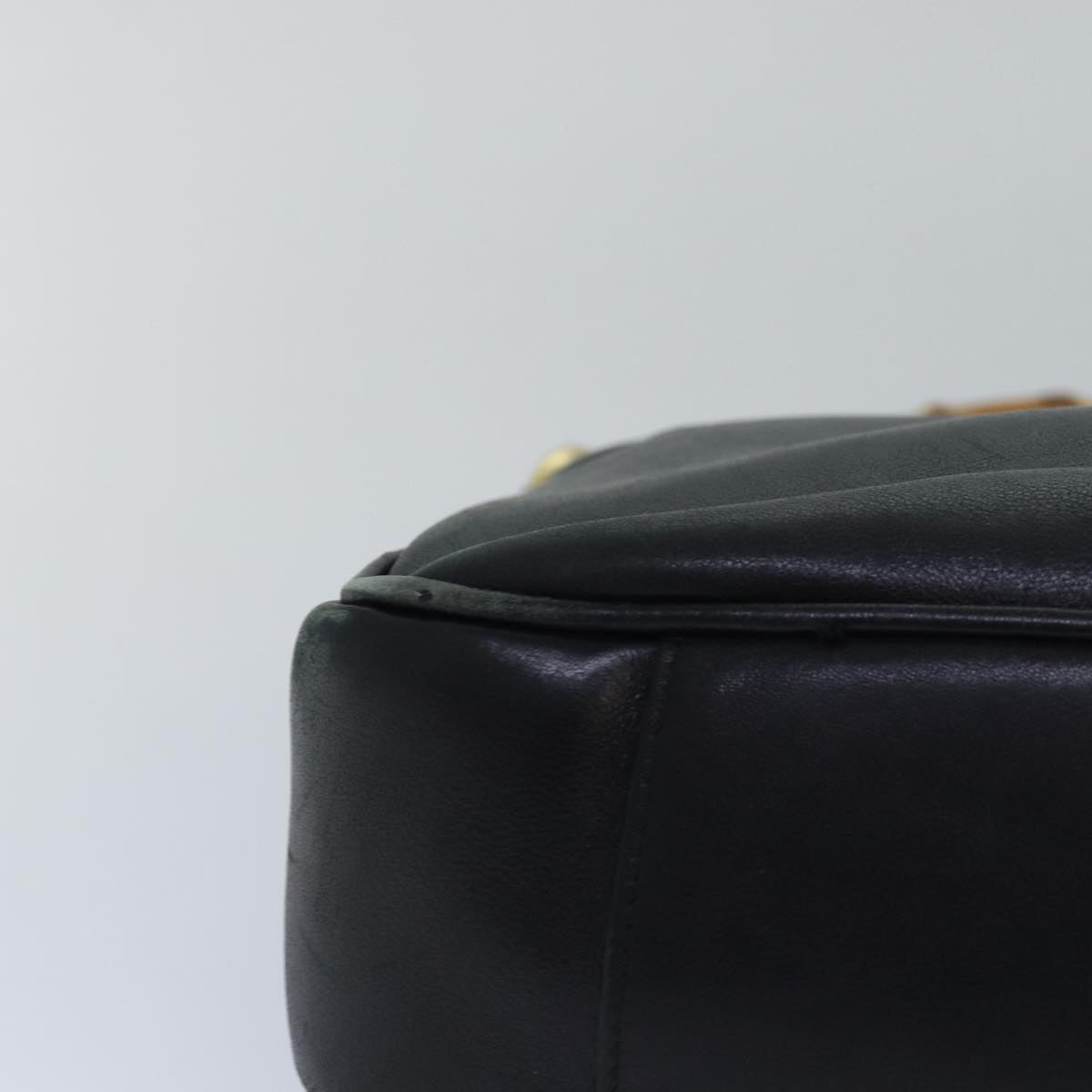 GUCCI Bamboo Hand Bag Leather Black 001 1638 bs15617