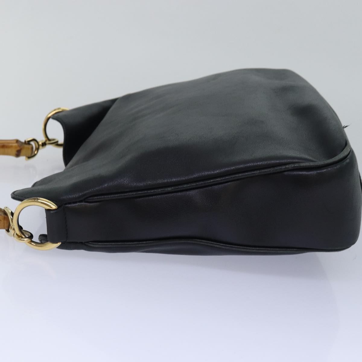 GUCCI Bamboo Hand Bag Leather Black 001 1638 bs15617