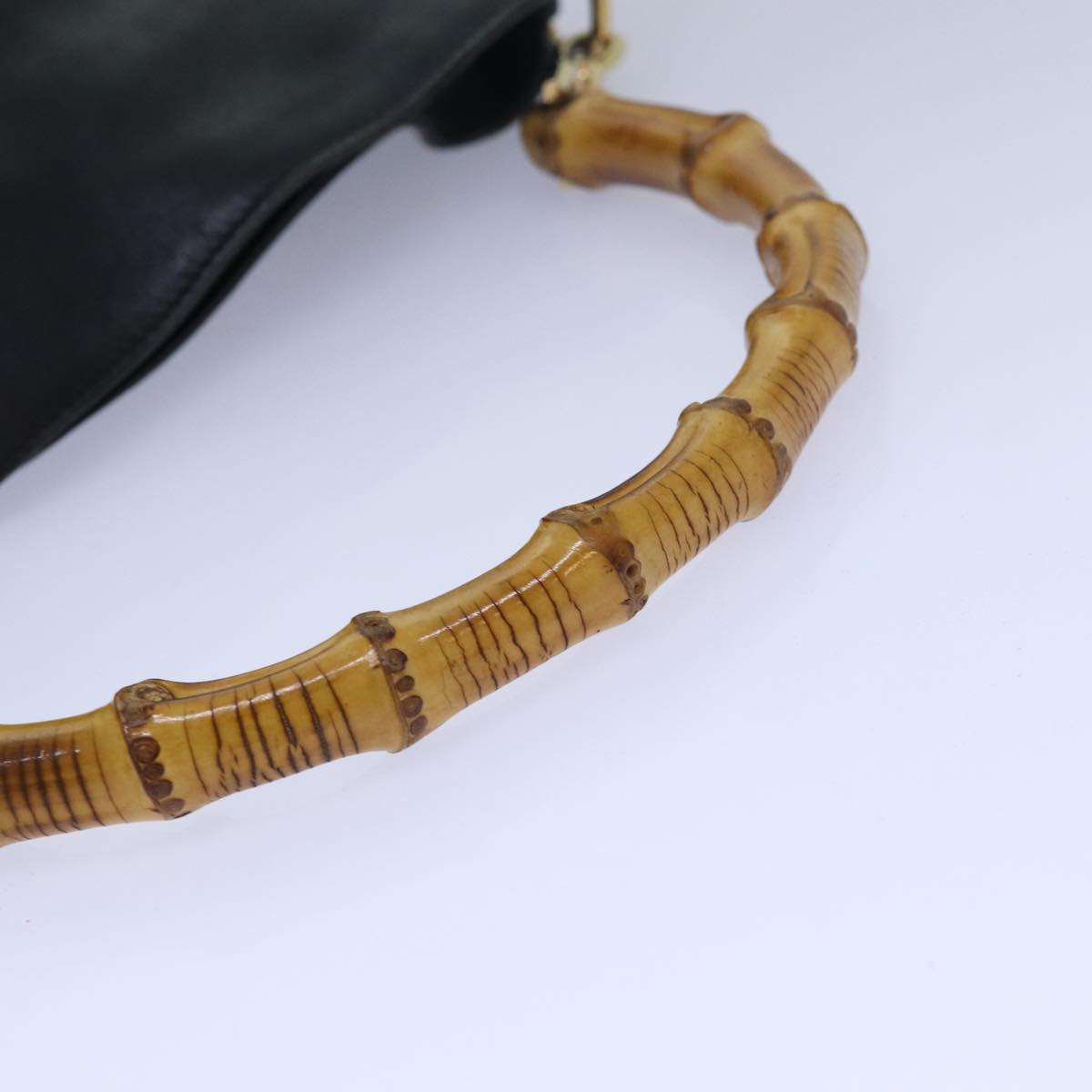 GUCCI Bamboo Hand Bag Leather Black 001 1638 bs15617