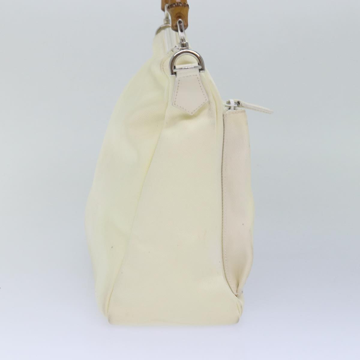 GUCCI Bamboo Shoulder Bag Nylon 2way White bs15618