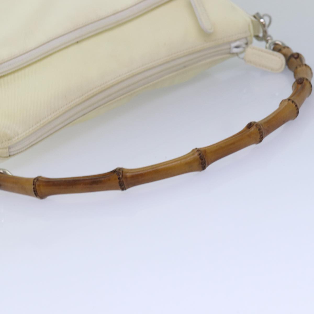 GUCCI Bamboo Shoulder Bag Nylon 2way White bs15618