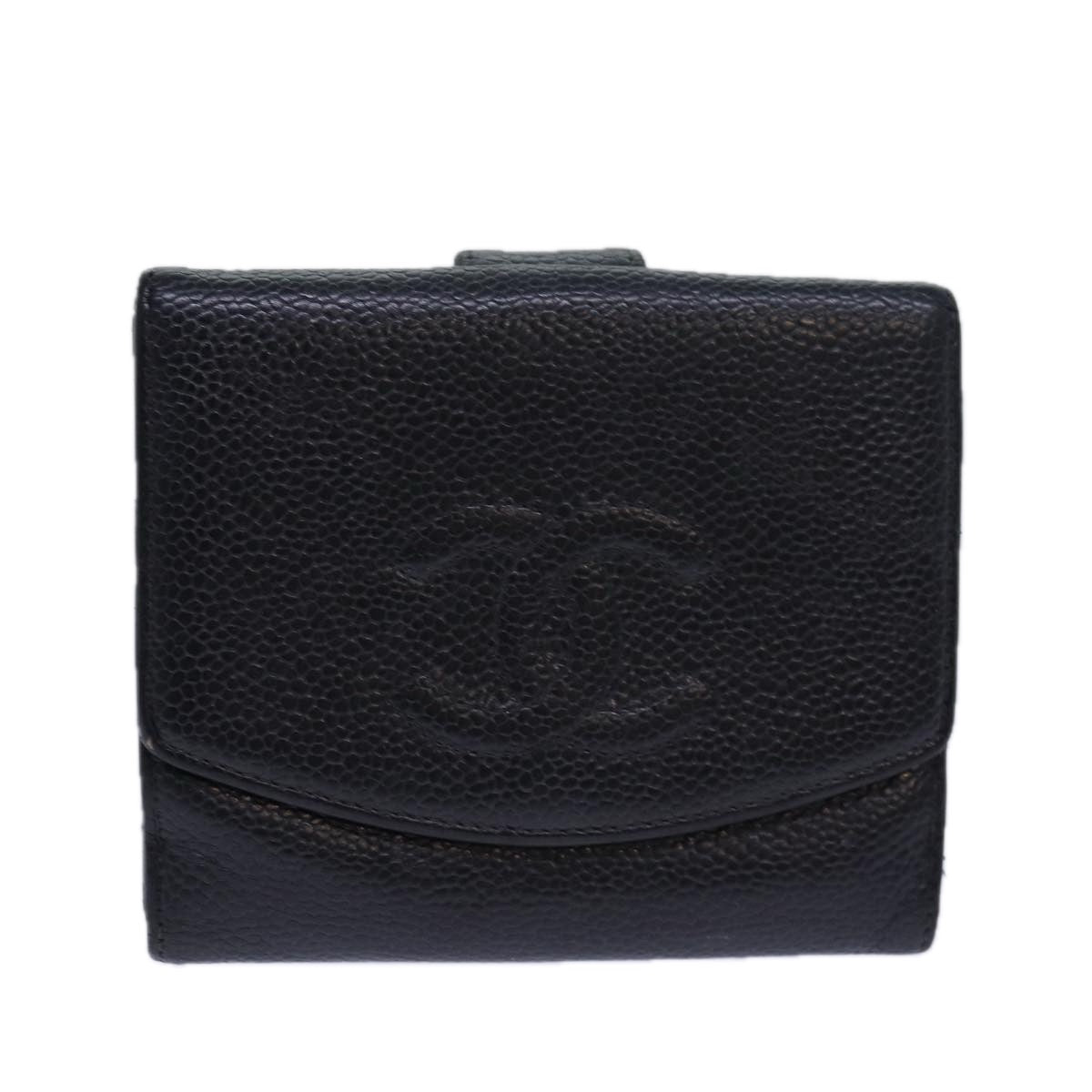 CHANEL COCO Mark Wallet Caviar Skin Black CC bs15652