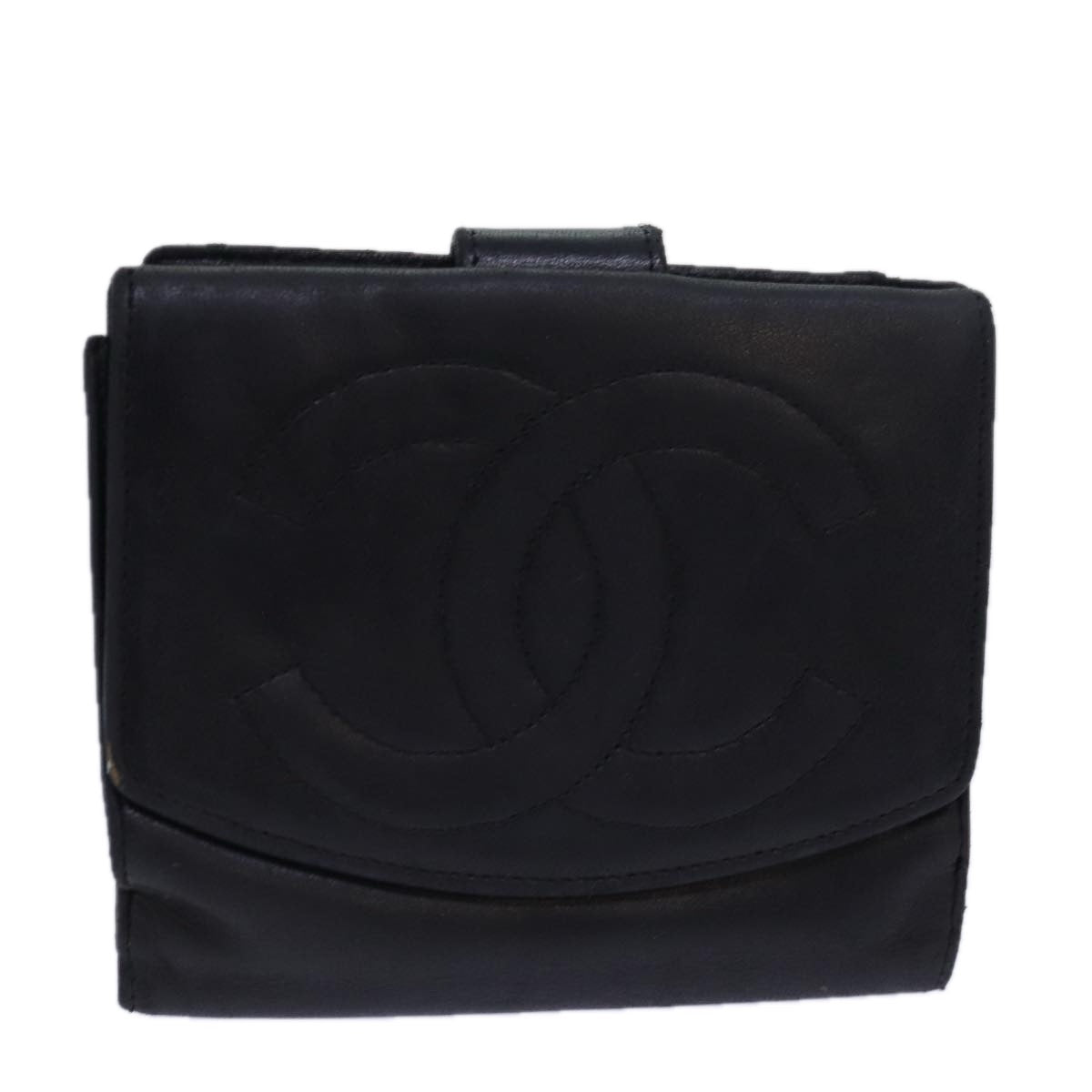 CHANEL Wallet Leather Black CC bs15653