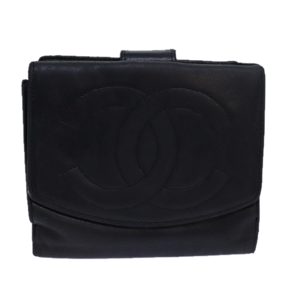CHANEL Wallet Leather Black CC bs15653