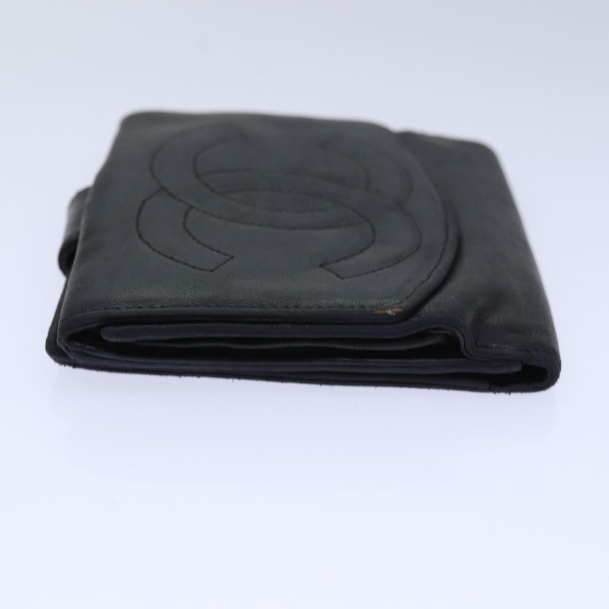 CHANEL Wallet Leather Black CC bs15653