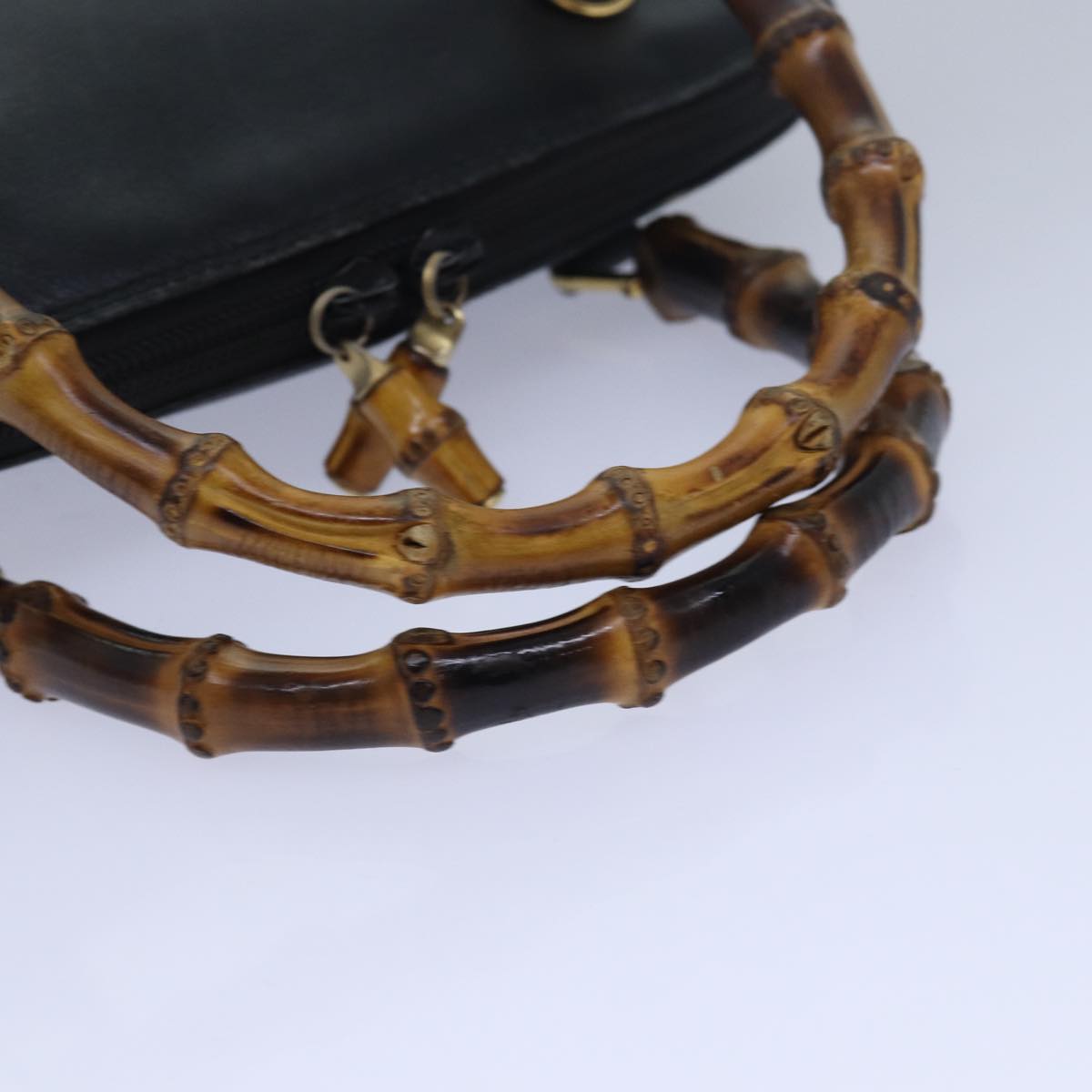 GUCCI Bamboo Hand Bag Leather Black 000 122 0290 bs15679