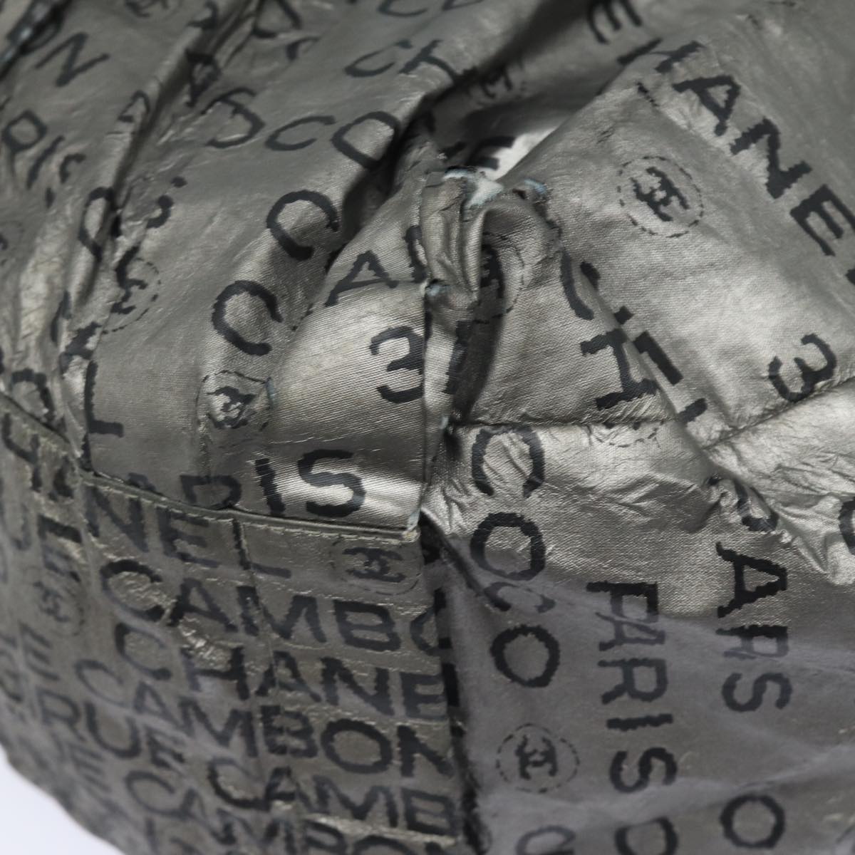CHANEL Unlimited Hand Bag Nylon Silver CC bs15705
