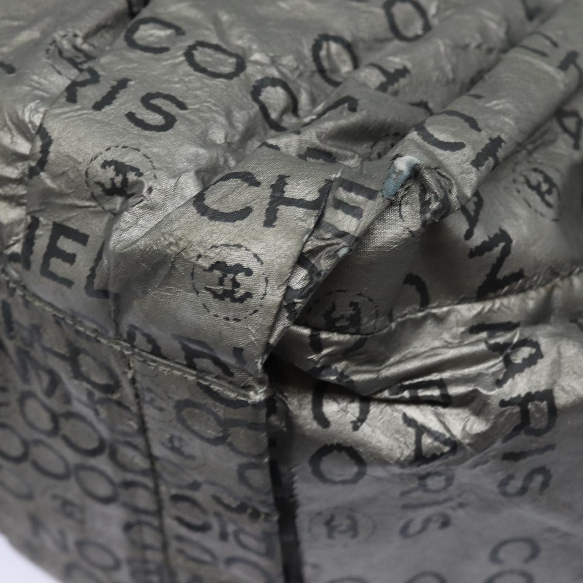 CHANEL Unlimited Hand Bag Nylon Silver CC bs15705