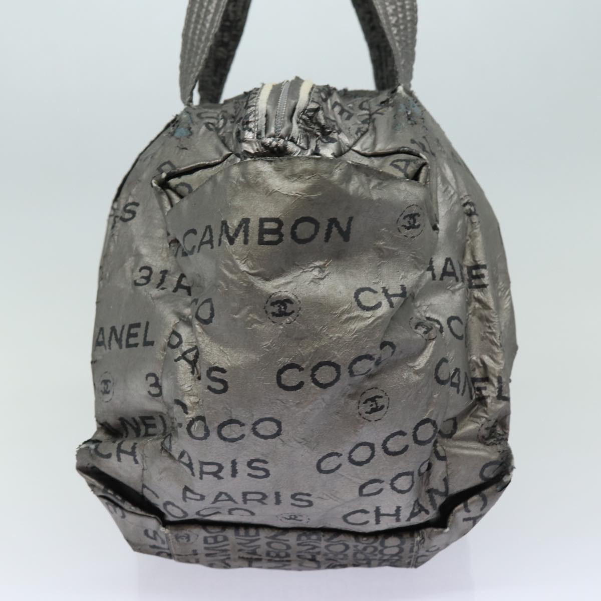 CHANEL Unlimited Hand Bag Nylon Silver CC bs15705