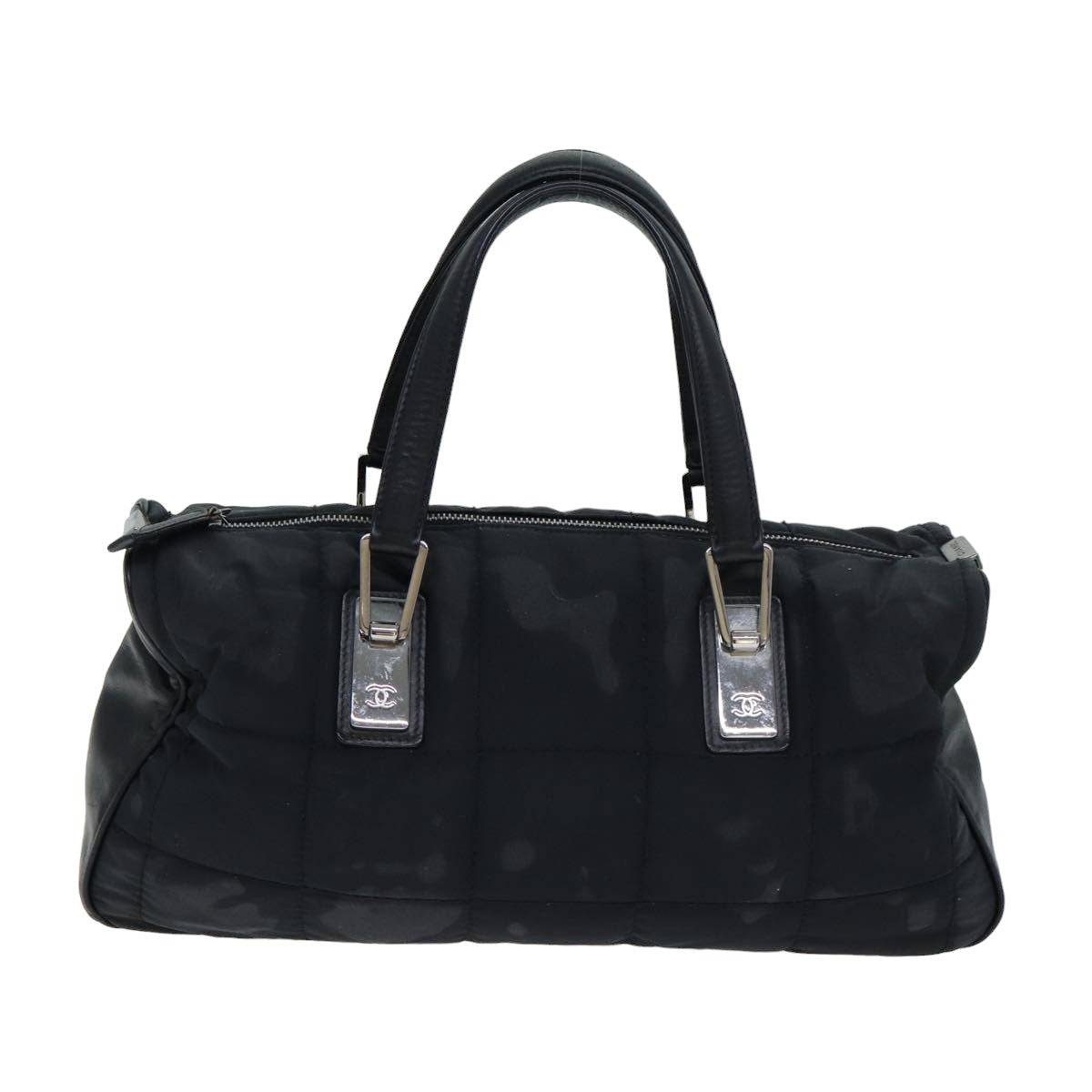 CHANEL Choco Bar Hand Bag Nylon Black CC bs15707