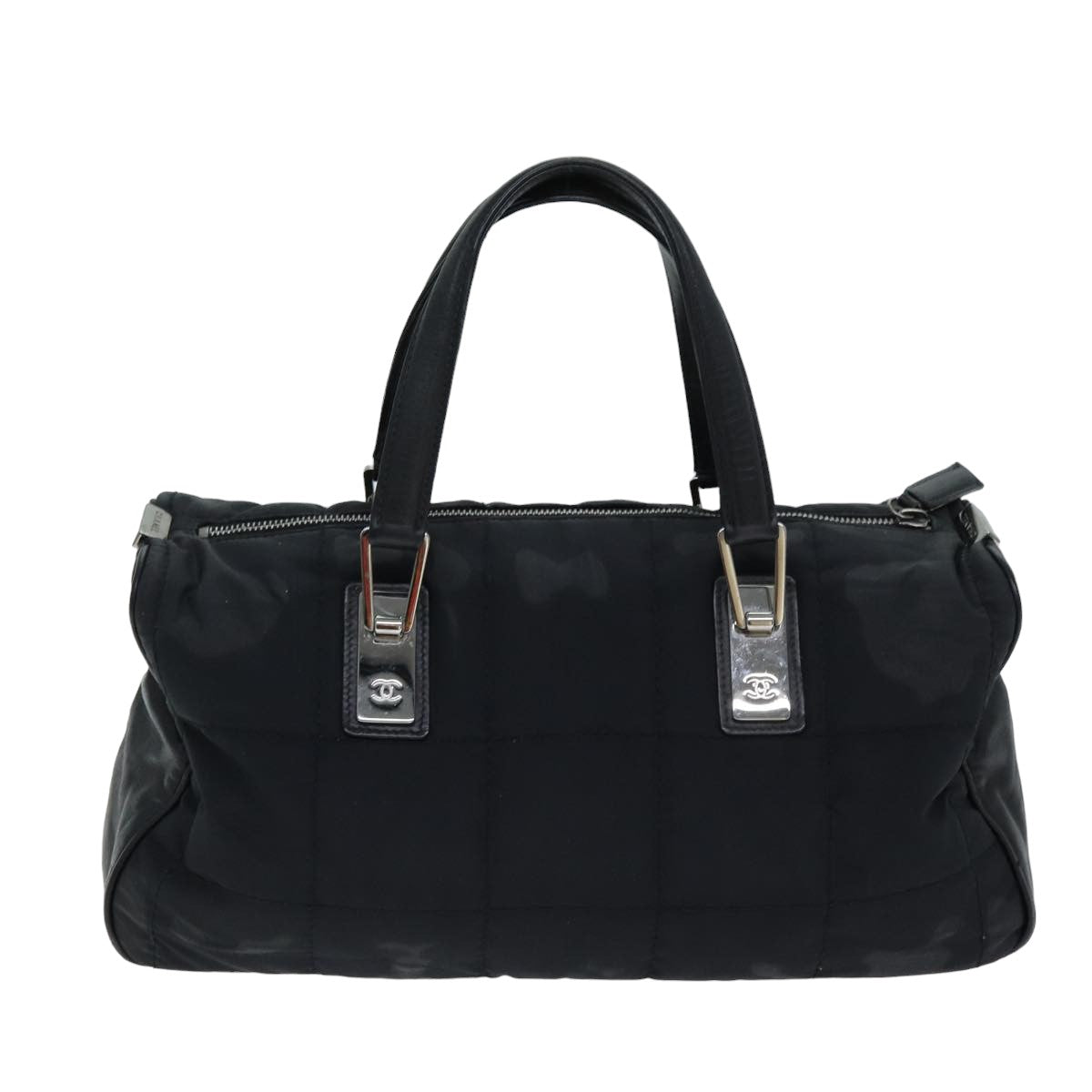 CHANEL Choco Bar Hand Bag Nylon Black CC bs15707