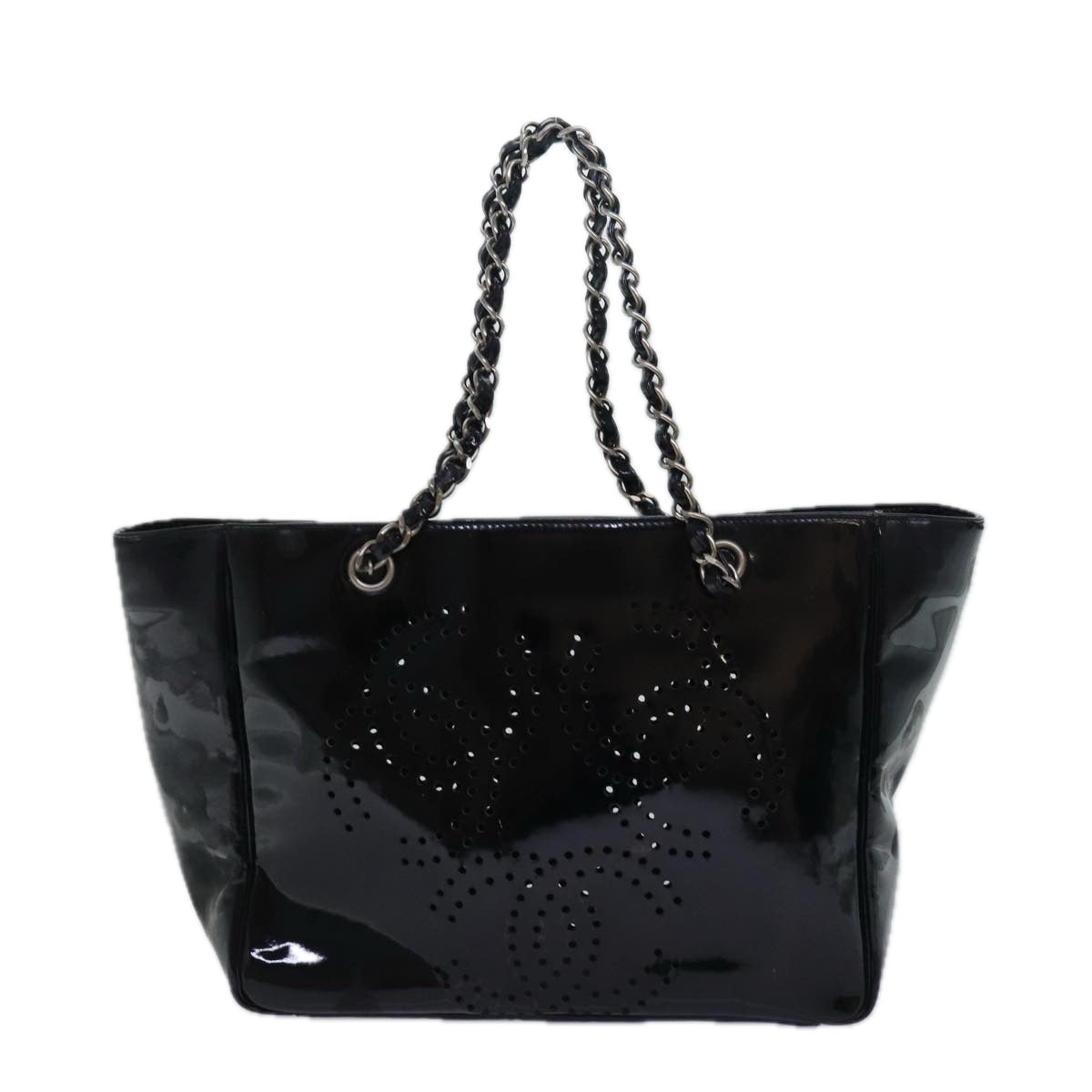 CHANEL Chain Triple Coco Tote Bag Enamel Black CC bs15708
