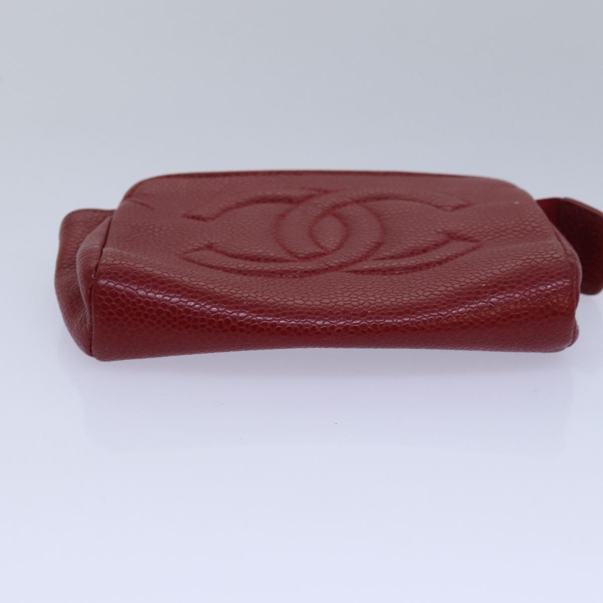 CHANEL COCO Mark Pouch Caviar Skin Red CC bs15766