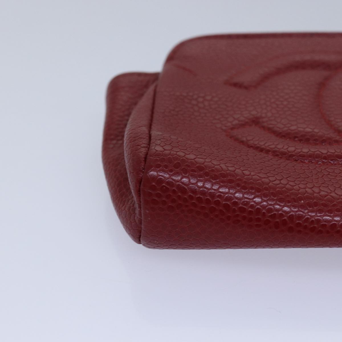 CHANEL COCO Mark Pouch Caviar Skin Red CC bs15766