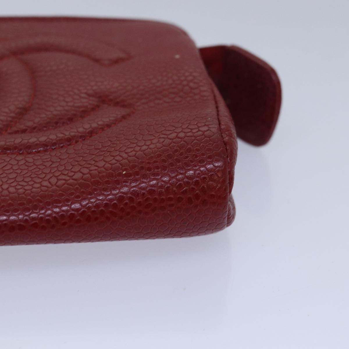 CHANEL COCO Mark Pouch Caviar Skin Red CC bs15766