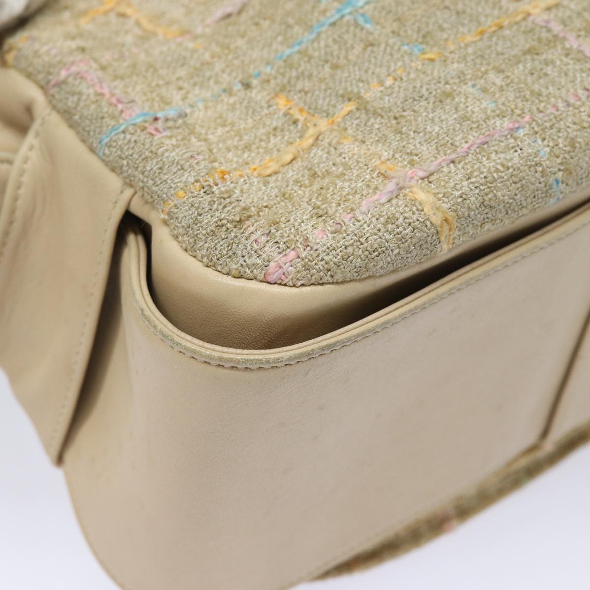 CHANEL Choco Bar Turn Lock Shoulder Bag Wool Multicolor CC bs15780