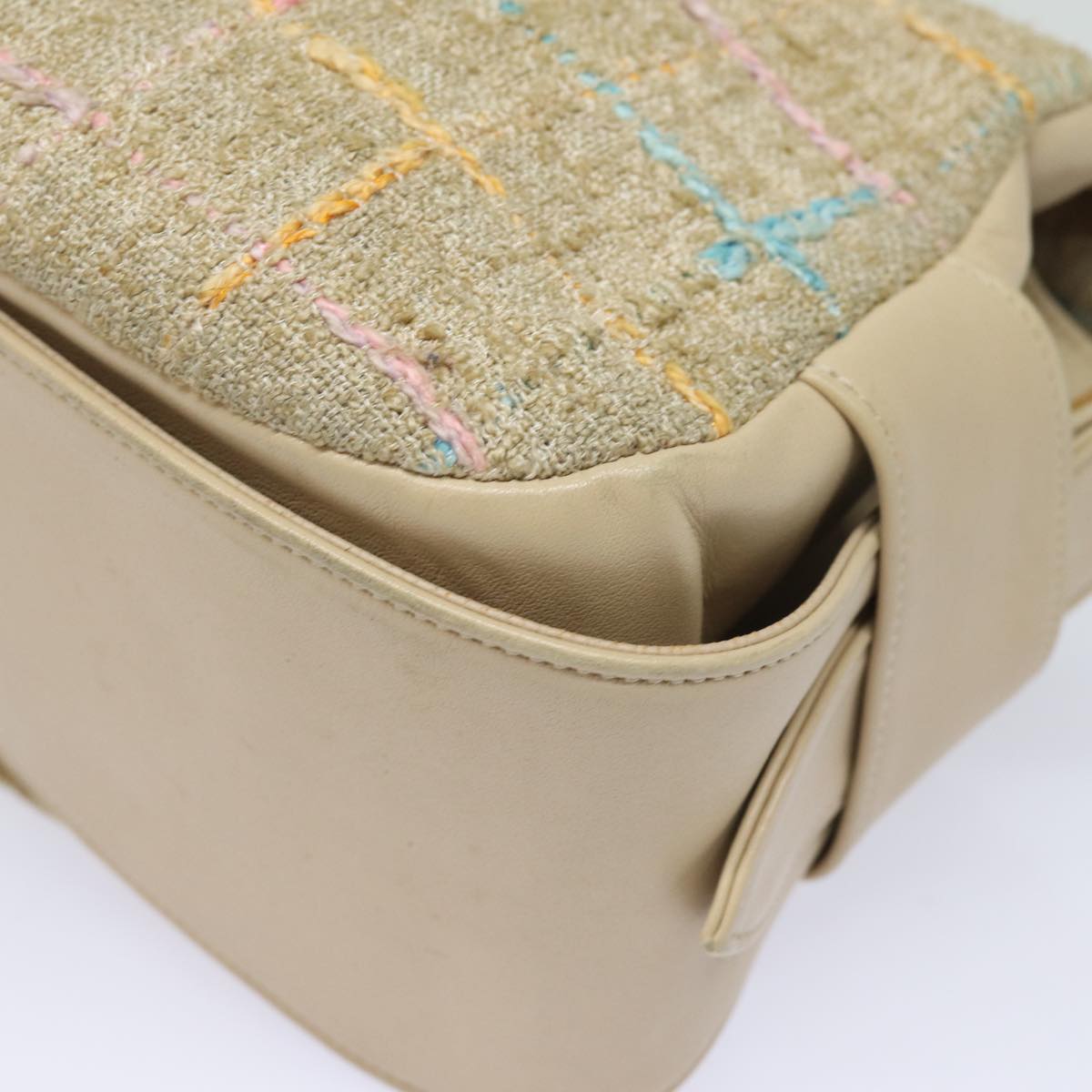 CHANEL Choco Bar Turn Lock Shoulder Bag Wool Multicolor CC bs15780