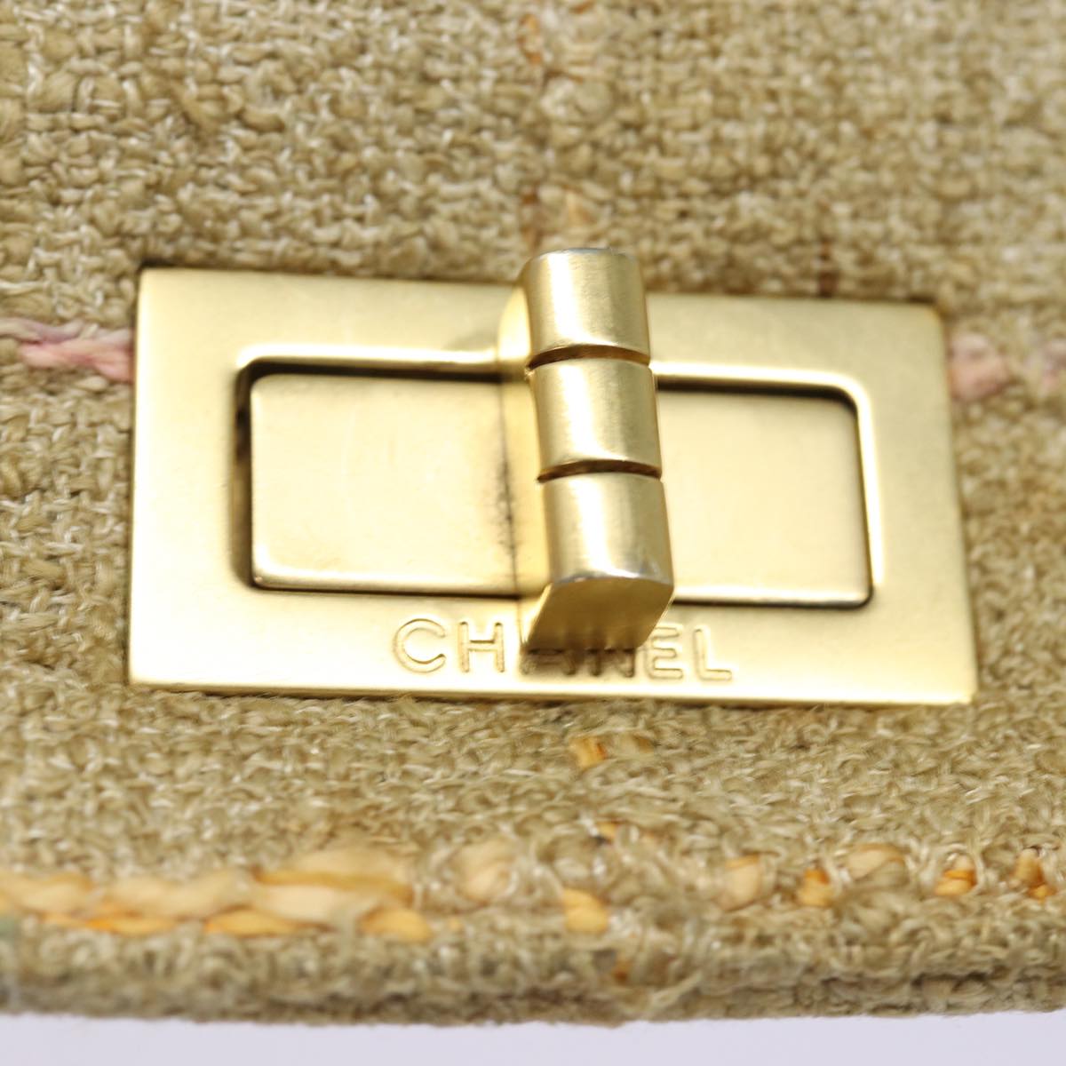 CHANEL Choco Bar Turn Lock Shoulder Bag Wool Multicolor CC bs15780