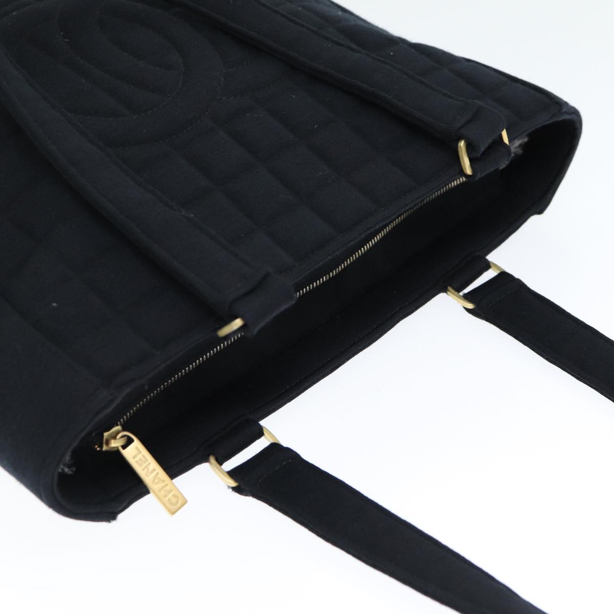 CHANEL Choco Bar Tote Bag Cotton Black CC bs15847