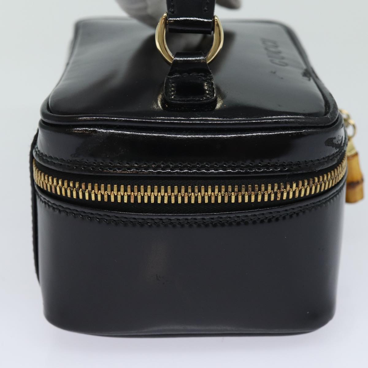 GUCCI Bamboo Vanity Hand Bag Enamel Black bs15879