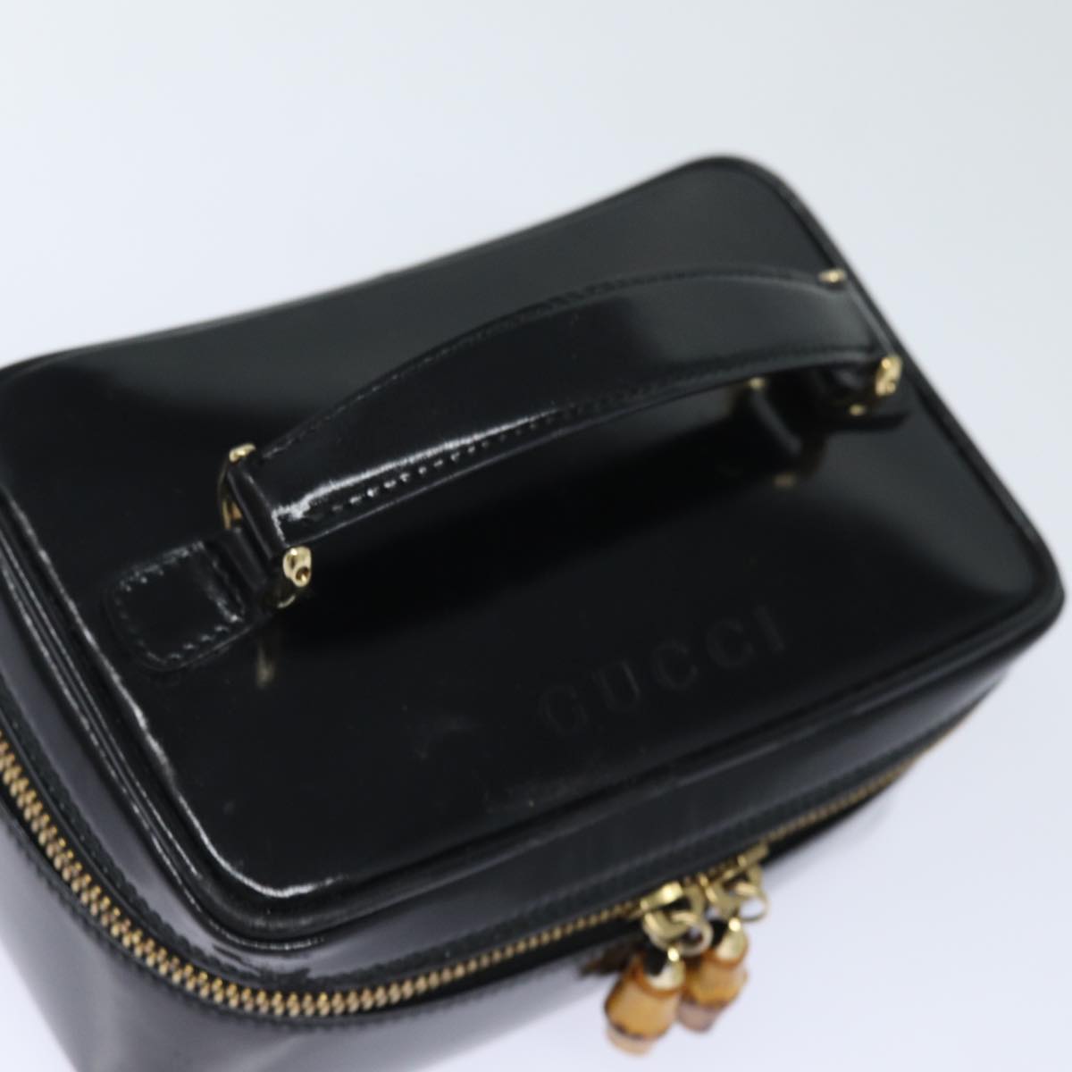 GUCCI Bamboo Vanity Hand Bag Enamel Black bs15879